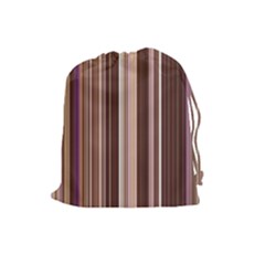 Brown Vertical Stripes Drawstring Pouches (large) 