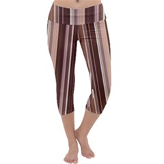 Brown Vertical Stripes Capri Yoga Leggings by BangZart