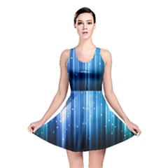 Blue Abstract Vectical Lines Reversible Skater Dress by BangZart