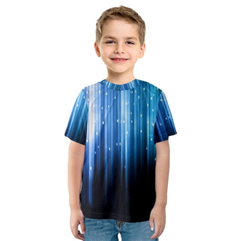 Blue Abstract Vectical Lines Kids  Sport Mesh Tee by BangZart