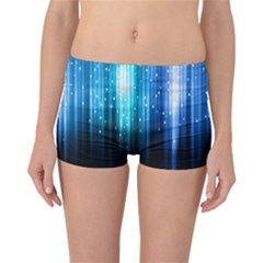 Blue Abstract Vectical Lines Reversible Boyleg Bikini Bottoms by BangZart