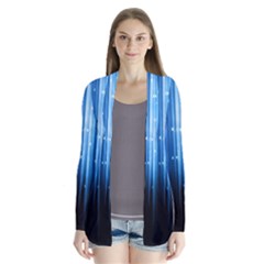 Blue Abstract Vectical Lines Drape Collar Cardigan by BangZart