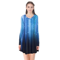 Blue Abstract Vectical Lines Flare Dress by BangZart