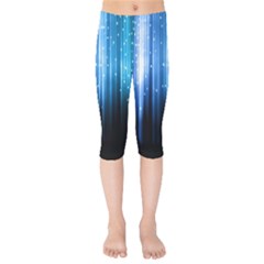 Blue Abstract Vectical Lines Kids  Capri Leggings 