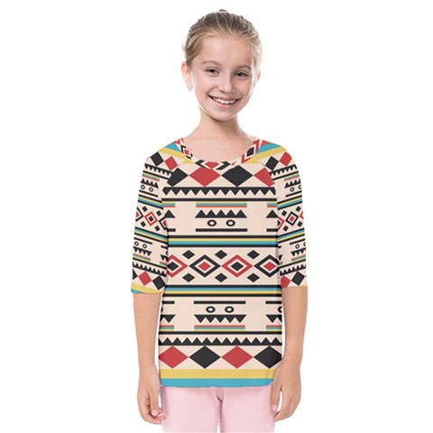 Tribal Pattern Kids  Quarter Sleeve Raglan Tee by BangZart