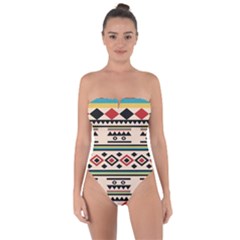 Tribal Pattern Tie Back One Piece Swimsuit