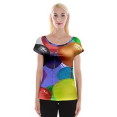 Colorful Balloons Render Cap Sleeve Tops by BangZart