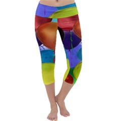 Colorful Balloons Render Capri Yoga Leggings by BangZart