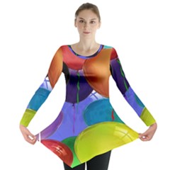 Colorful Balloons Render Long Sleeve Tunic  by BangZart