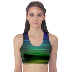 Blue And Green Lines Sports Bra by BangZart