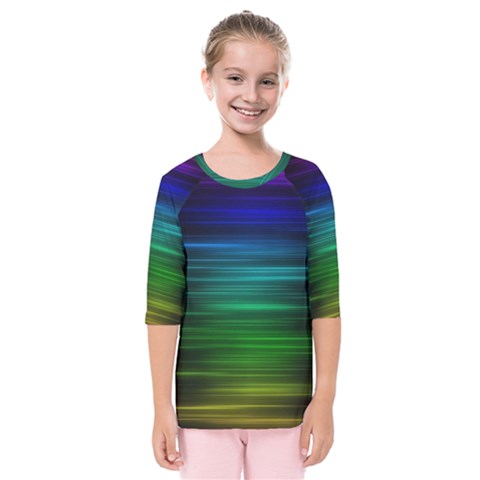 Blue And Green Lines Kids  Quarter Sleeve Raglan Tee by BangZart