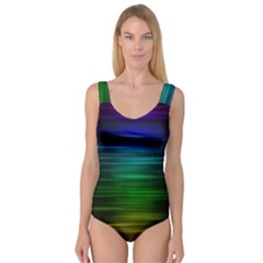 Blue And Green Lines Princess Tank Leotard  by BangZart