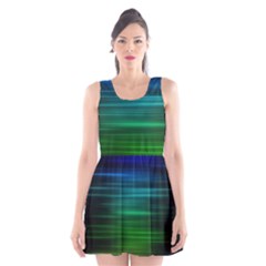 Blue And Green Lines Scoop Neck Skater Dress by BangZart