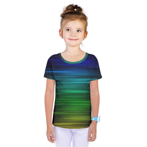 Blue And Green Lines Kids  One Piece Tee by BangZart