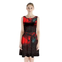 Spider Webs Sleeveless Waist Tie Chiffon Dress by BangZart