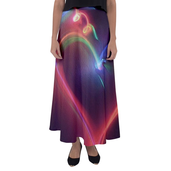 Neon Heart Flared Maxi Skirt