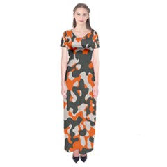 Camouflage Texture Patterns Short Sleeve Maxi Dress by BangZart