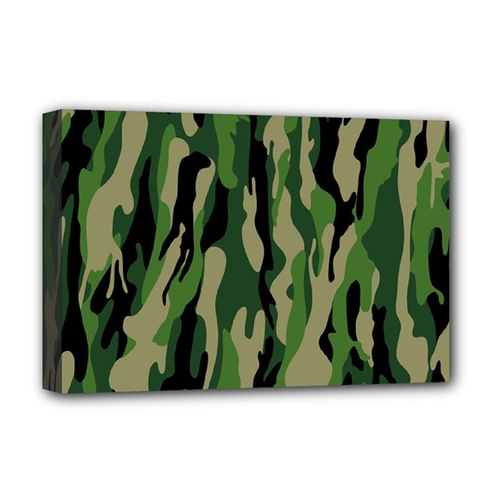 Green Military Vector Pattern Texture Deluxe Canvas 18  x 12  