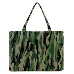 Green Military Vector Pattern Texture Medium Zipper Tote Bag by BangZart