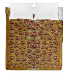 Angels In Gold And Flowers Of Paradise Rocks Duvet Cover Double Side (queen Size) by pepitasart