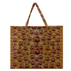 Angels In Gold And Flowers Of Paradise Rocks Zipper Large Tote Bag by pepitasart