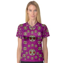 Ladybug In The Forest Of Fantasy Women s V-neck Sport Mesh Tee