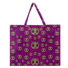 Ladybug In The Forest Of Fantasy Zipper Large Tote Bag by pepitasart