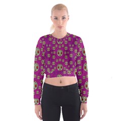 Ladybug In The Forest Of Fantasy Cropped Sweatshirt by pepitasart