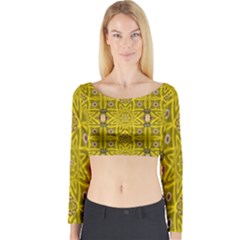 Stars And Flowers In The Forest Of Paradise Love Popart Long Sleeve Crop Top by pepitasart