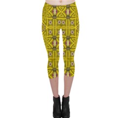 Stars And Flowers In The Forest Of Paradise Love Popart Capri Leggings  by pepitasart