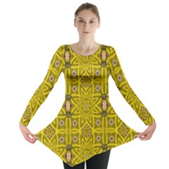 Stars And Flowers In The Forest Of Paradise Love Popart Long Sleeve Tunic  by pepitasart