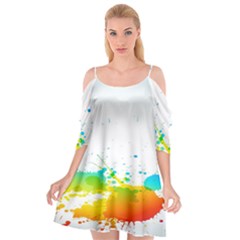 Colorful Abstract Cutout Spaghetti Strap Chiffon Dress