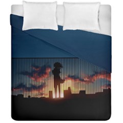 Art Sunset Anime Afternoon Duvet Cover Double Side (california King Size) by BangZart