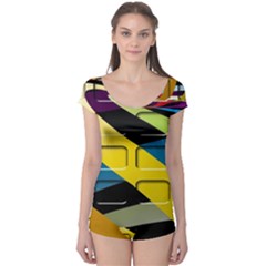 Colorful Docking Frame Boyleg Leotard  by BangZart