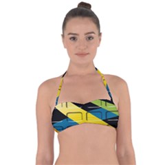 Colorful Docking Frame Halter Bandeau Bikini Top