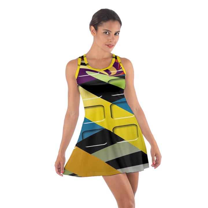 Colorful Docking Frame Cotton Racerback Dress