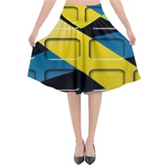 Colorful Docking Frame Flared Midi Skirt