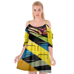 Colorful Docking Frame Cutout Spaghetti Strap Chiffon Dress