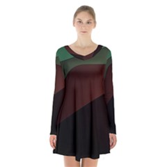 Color Vague Abstraction Long Sleeve Velvet V-neck Dress by BangZart