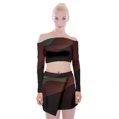 Color Vague Abstraction Off Shoulder Top With Skirt Set by BangZart