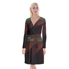 Color Vague Abstraction Long Sleeve Velvet Front Wrap Dress by BangZart