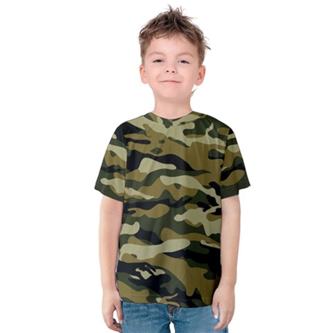 Military Vector Pattern Texture Kids  Cotton Tee by BangZart