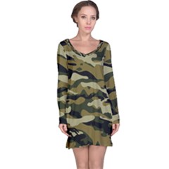 Military Vector Pattern Texture Long Sleeve Nightdress by BangZart