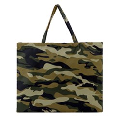 Military Vector Pattern Texture Zipper Large Tote Bag by BangZart