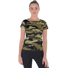 Military Vector Pattern Texture Short Sleeve Sports Top 