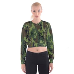 Military Camouflage Pattern Cropped Sweatshirt by BangZart