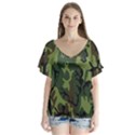 Military Camouflage Pattern Flutter Sleeve Top View1