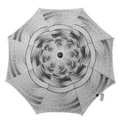 Enso, A Perfect Black And White Zen Fractal Circle Hook Handle Umbrellas (medium) by jayaprime