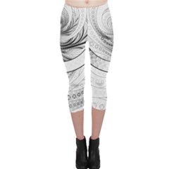 Enso, A Perfect Black And White Zen Fractal Circle Capri Leggings  by jayaprime