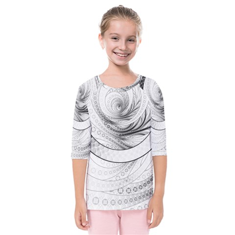 Enso, A Perfect Black And White Zen Fractal Circle Kids  Quarter Sleeve Raglan Tee by jayaprime